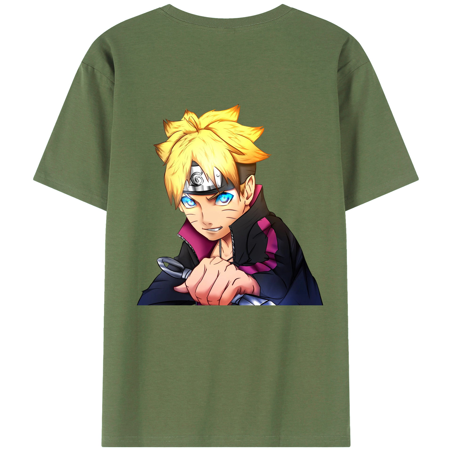 （画像用） NARUTO -ナルト- うずまき ボルト Uzumaki Boruto 綿100％ メンズ半袖Tシャツ（バックプリント） 通気性